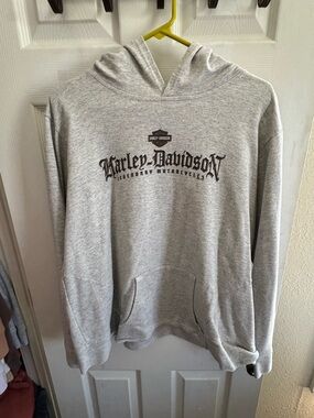 Harley-Davidson Light Gray Pullover Hoodie with Script Logo